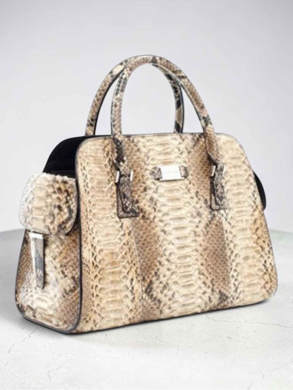 Michael Kors Gia Python Satchel Bag, Desert